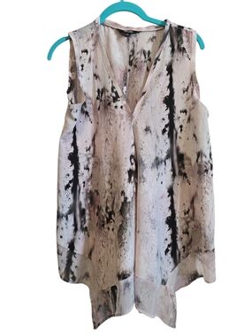 Simply Vera Vera Wang Pink and Black Abstract V-Neck Sleeveless Top